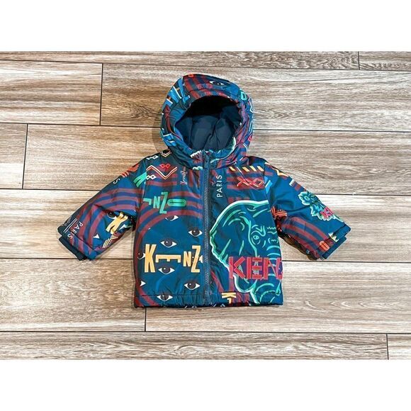 Kenzo Printed Puffer Hooded Jacket Size 9M - Picture 1 of 6